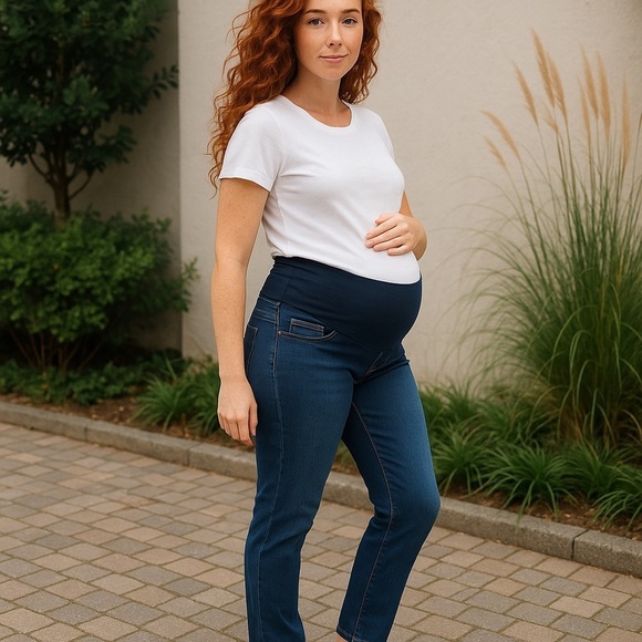 Liz Lange Maternity Jean Jeggings Womens SZ 38 X 28 Dark Blue Straight Leg - Picture 1 of 7